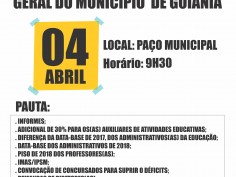 SINTEGO realiza nova Assembleia da rede municipal de Goiânia nesta quarta-feira 