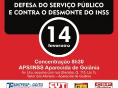 14 de fevereiro é Dia de Luta em Defesa do Serviço Público e Contra o Desmonte do INSS 