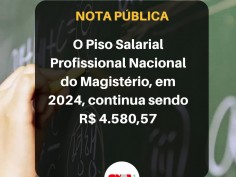 O Piso Salarial Profissional Nacional do Magistério, em 2024, continua sendo R$ 4.580,57 