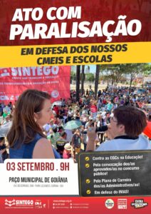 SINTEGO convoca trabalhadores/as e comunidade escolar para Ato no Paço Municipal