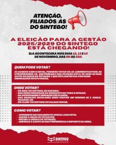 Atenção, filiados/as do SINTEGO!