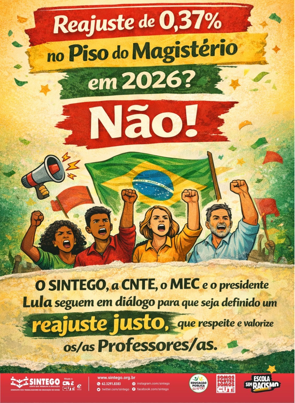 Reajuste de 0,37% no Piso do Magistério em 2026? Não! - Sintego
