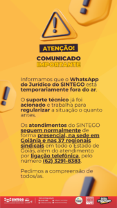 Atenção, filiados/as ao SINTEGO!