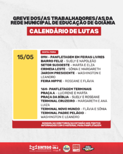Fiquem atentos/as ao calendário de lutas do SINTEGO!